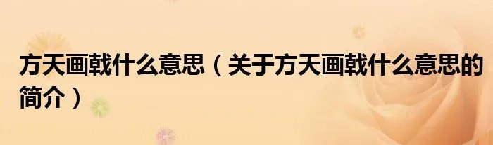 方天画戟什么意思（关于方天画戟什么意思的简介）