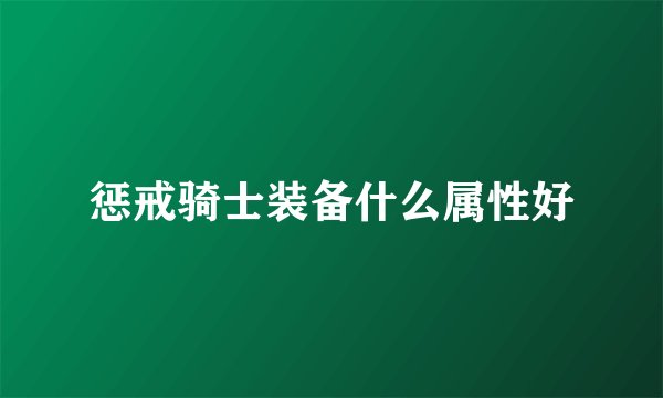 惩戒骑士装备什么属性好