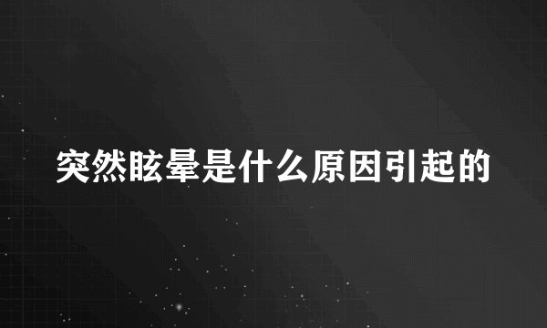 突然眩晕是什么原因引起的