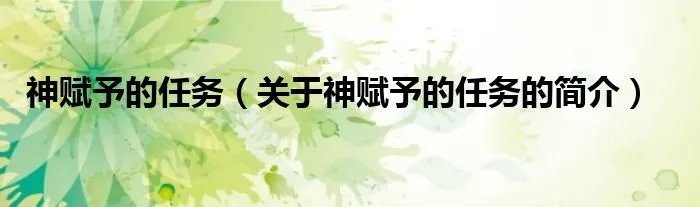 神赋予的任务（关于神赋予的任务的简介）