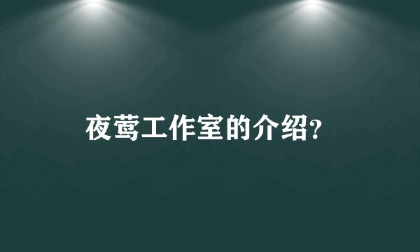 夜莺工作室的介绍？