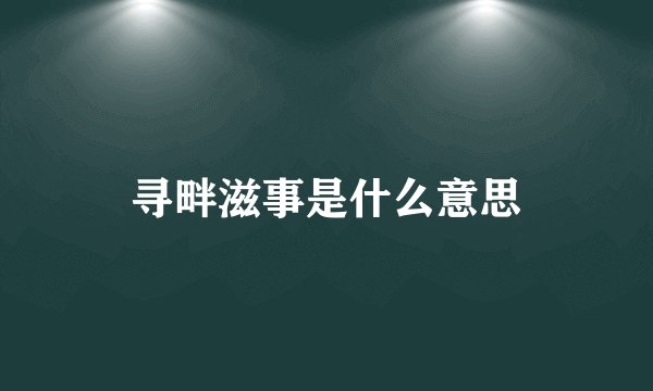 寻畔滋事是什么意思