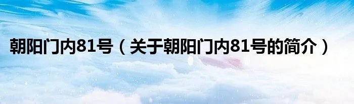 朝阳门内81号（关于朝阳门内81号的简介）
