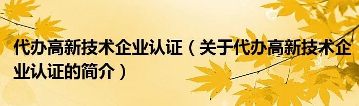 代办高新技术企业认证（关于代办高新技术企业认证的简介）