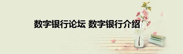 数字银行论坛 数字银行介绍