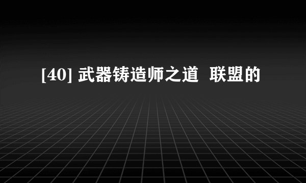 [40] 武器铸造师之道  联盟的