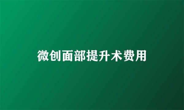 微创面部提升术费用