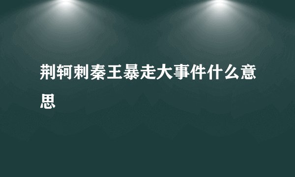 荆轲刺秦王暴走大事件什么意思