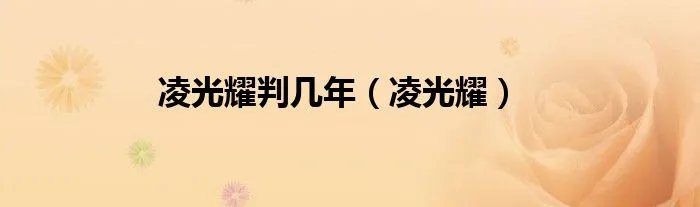 凌光耀判几年（凌光耀）