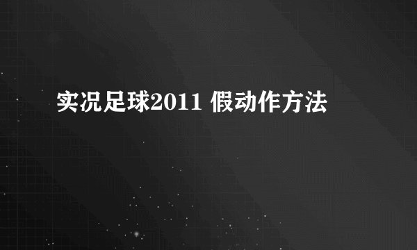 实况足球2011 假动作方法