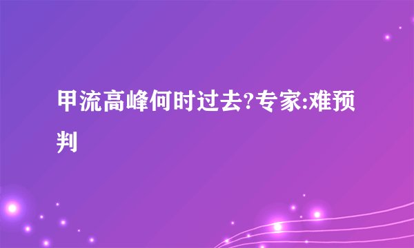 甲流高峰何时过去?专家:难预判