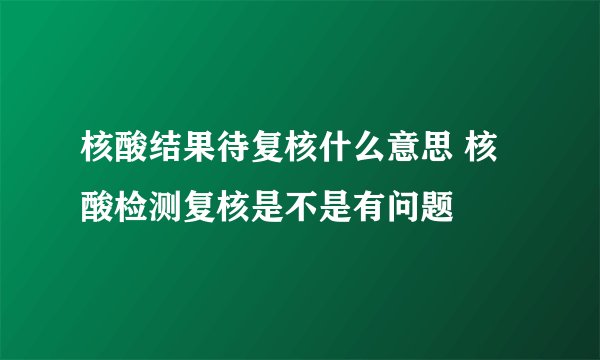 核酸结果待复核什么意思 核酸检测复核是不是有问题