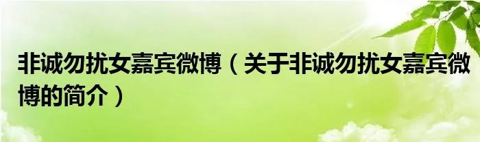 非诚勿扰女嘉宾微博（关于非诚勿扰女嘉宾微博的简介）