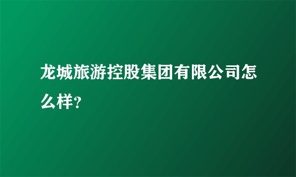 龙城旅游控股集团有限公司怎么样？