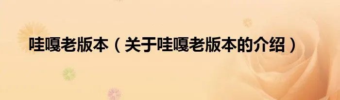 哇嘎老版本（关于哇嘎老版本的介绍）