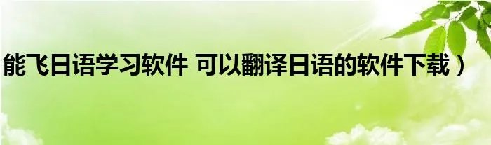 能飞日语学习软件 可以翻译日语的软件下载）