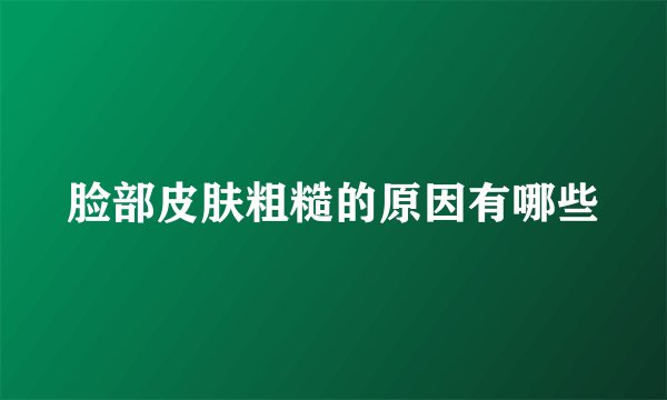 脸部皮肤粗糙的原因有哪些
