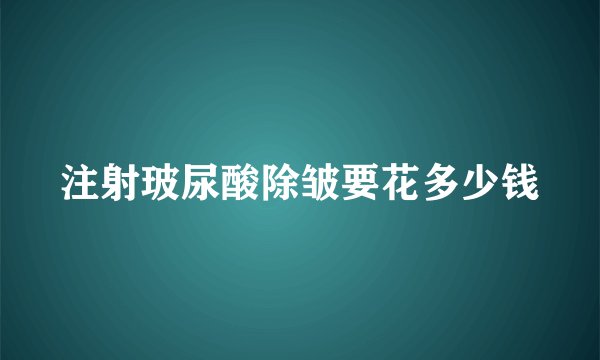 注射玻尿酸除皱要花多少钱