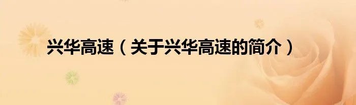 兴华高速（关于兴华高速的简介）