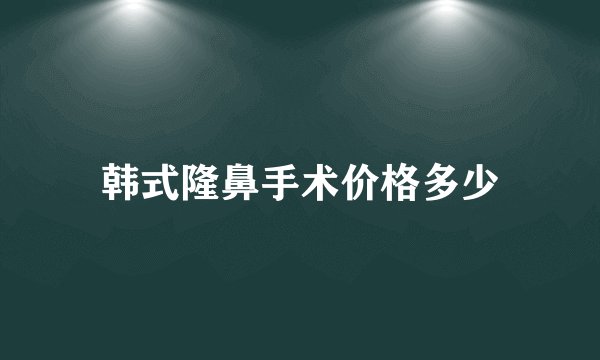 韩式隆鼻手术价格多少