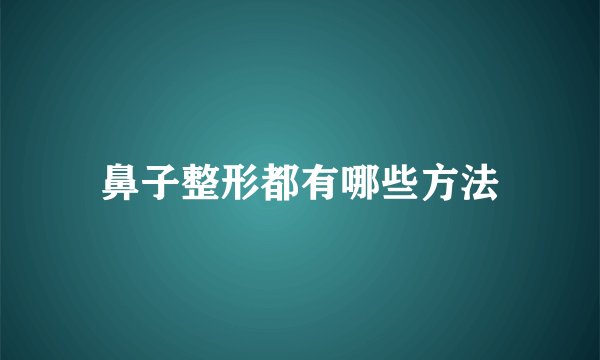 鼻子整形都有哪些方法