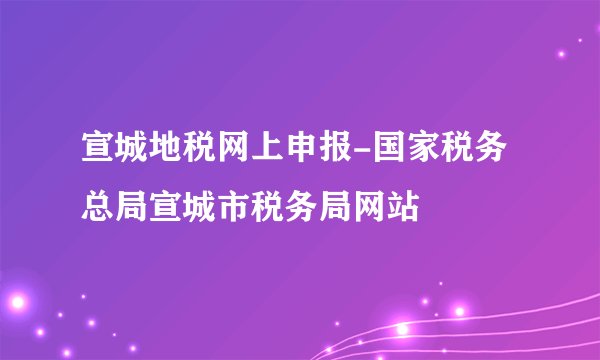 宣城地税网上申报-国家税务总局宣城市税务局网站