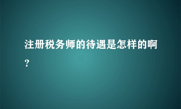 注册税务师的待遇是怎样的啊？