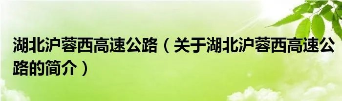 湖北沪蓉西高速公路（关于湖北沪蓉西高速公路的简介）