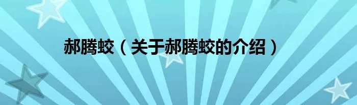 郝腾蛟（关于郝腾蛟的介绍）