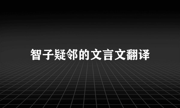智子疑邻的文言文翻译