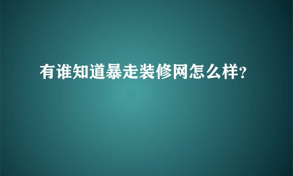 有谁知道暴走装修网怎么样？