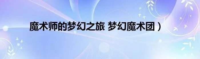 魔术师的梦幻之旅 梦幻魔术团）