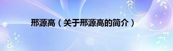 邢源高（关于邢源高的简介）