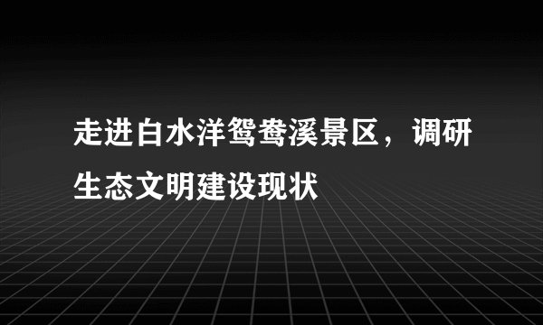 走进白水洋鸳鸯溪景区，调研生态文明建设现状