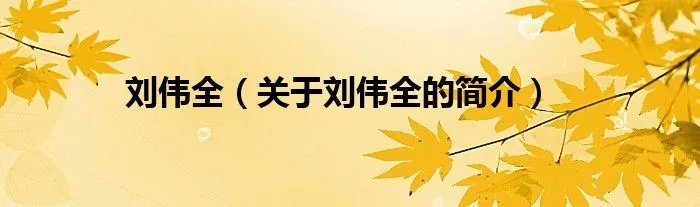 刘伟全（关于刘伟全的简介）