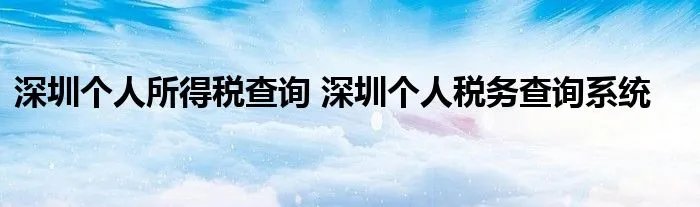 深圳个人所得税查询 深圳个人税务查询系统