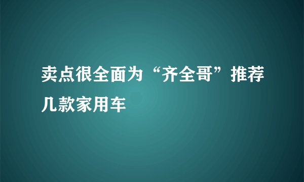 卖点很全面为“齐全哥”推荐几款家用车