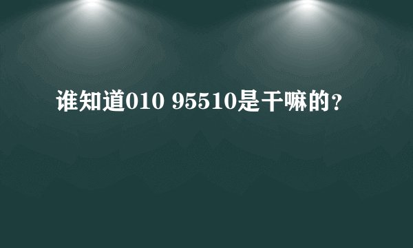 谁知道010 95510是干嘛的？