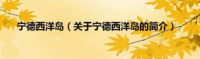 宁德西洋岛（关于宁德西洋岛的简介）