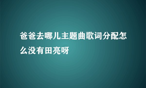 爸爸去哪儿主题曲歌词分配怎么没有田亮呀