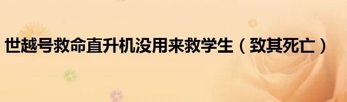 世越号救命直升机没用来救学生（致其死亡）