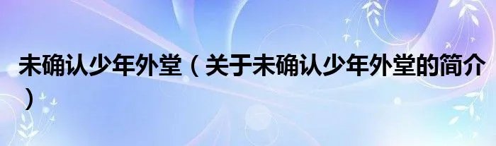 未确认少年外堂（关于未确认少年外堂的简介）