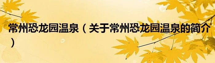 常州恐龙园温泉（关于常州恐龙园温泉的简介）