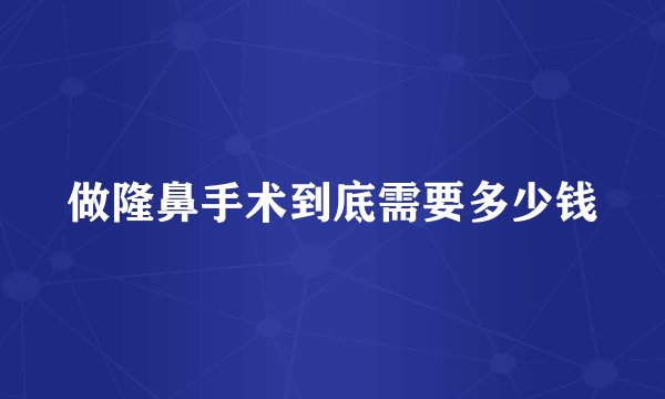 做隆鼻手术到底需要多少钱