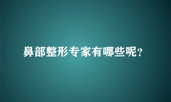 鼻部整形专家有哪些呢？