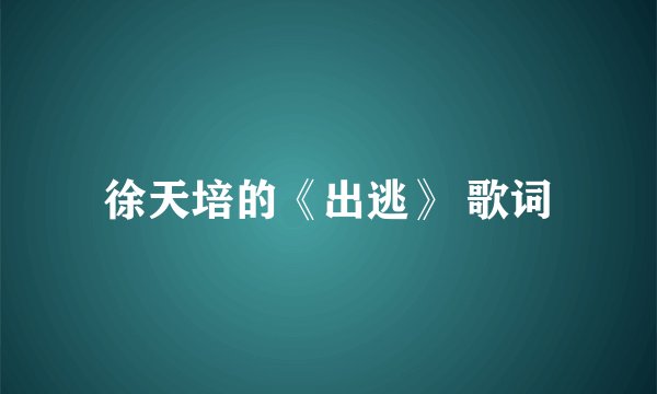 徐天培的《出逃》 歌词