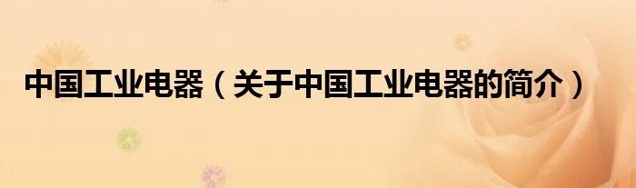 中国工业电器（关于中国工业电器的简介）