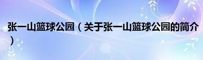张一山篮球公园（关于张一山篮球公园的简介）