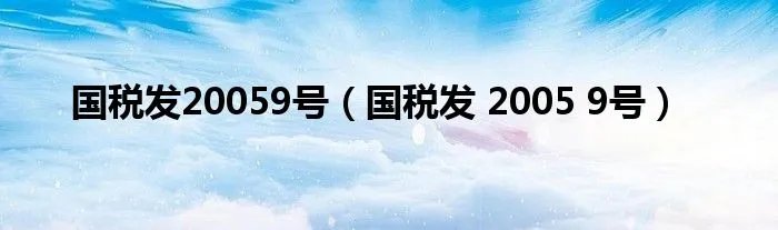 国税发20059号（国税发 2005 9号）