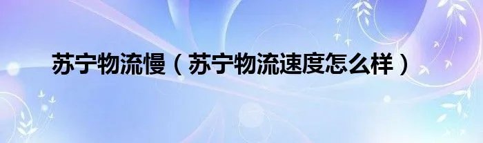 苏宁物流慢（苏宁物流速度怎么样）